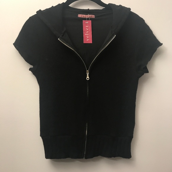 Velvet by Graham & Spencer Tops - VELVET Cashmere Hoodie MOD Zip Hooded Jacket NWT